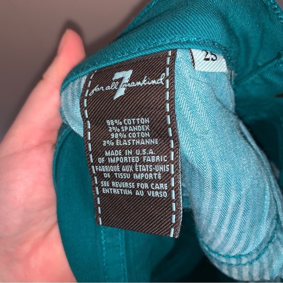 7 For All Mankind Women's Jeggings Green Skinny Pants Snake Skin Glossy 25 - Picture 3 of 7